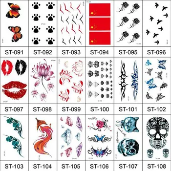 

30pcs/set Temporary Tattoo Sticker Waterproof Punk Style Fake Tattoo Skull Owl Lips Flower Tatuajes Temporales Finger Hands