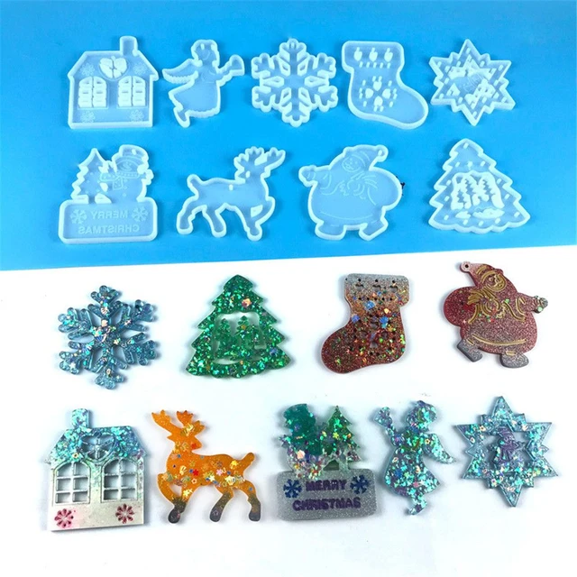 Comprar Herramientas Árbol de Navidad Copo de nieve Moldes de resina epoxi  Molde de resina de cristal Molde de silicona Adorno de Navidad