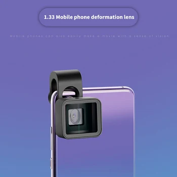 

1.33X Widescreen Mobile Phone Anamorphic Lens Universal Wide Angle Clip Film Distortion Camera Lens for Smart Phone