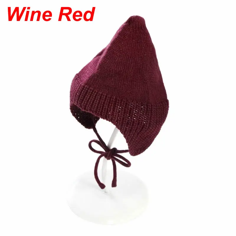 Wine Red Хлопковая вязаная Милая шапка для малышей; зимняя теплая шапка; шапки для новорожденных; шапочки для маленьких девочек; аксессуары для малышей - Цвет: Wine Red