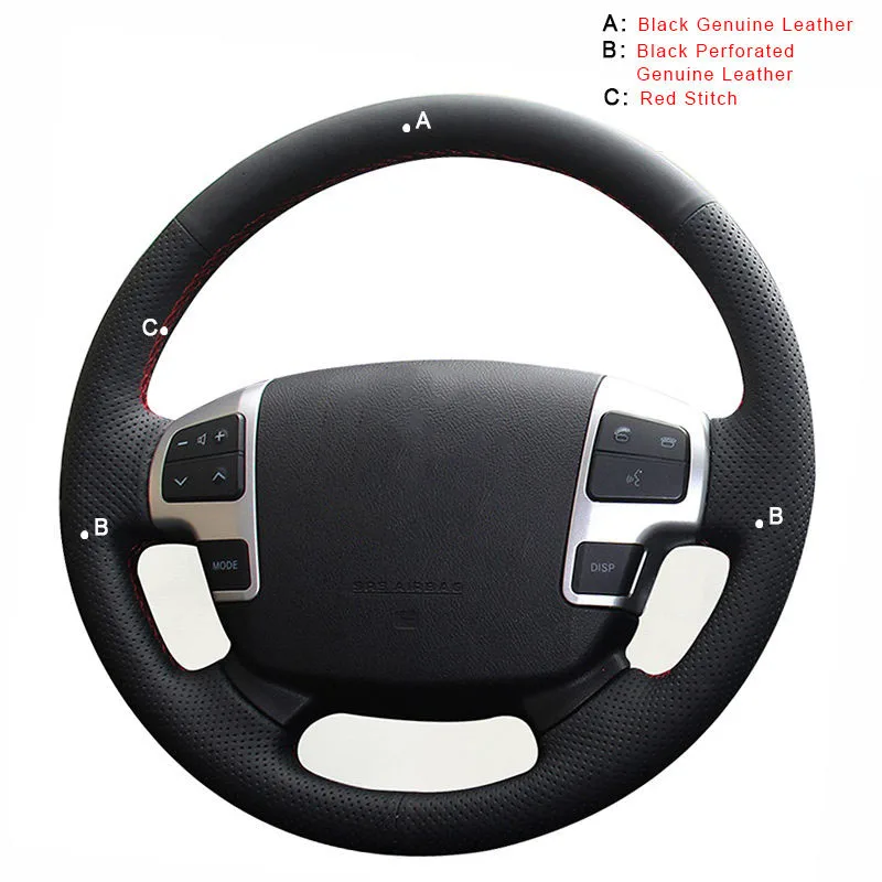 Genuine Leather Авто оплетка на руле Крышка для Toyota Land Cruiser 2008- Tundra 2007-2013 Sequoia 2008-2013 Автомобильные оплетки крышки - Название цвета: Genuine Leather