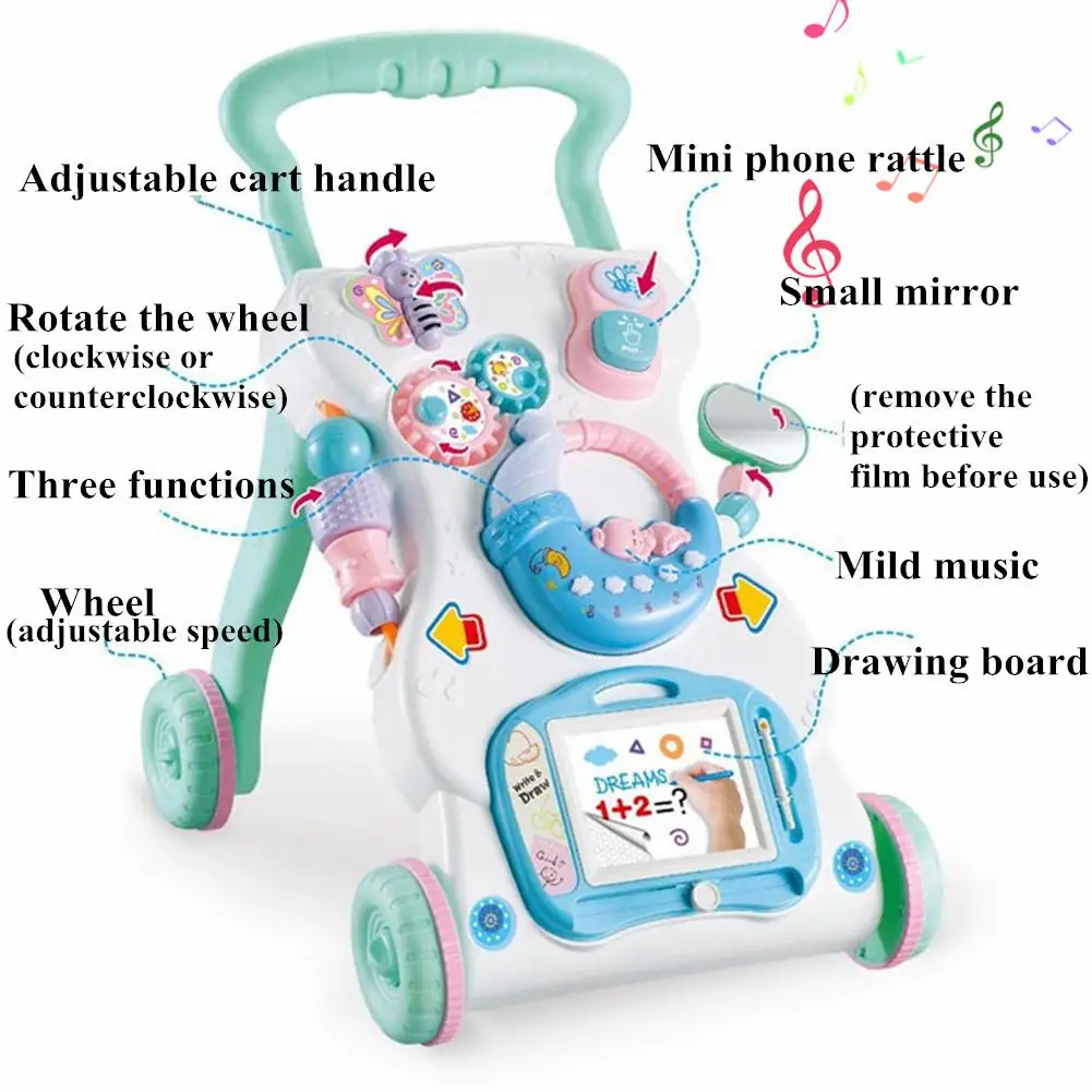 Kidlove Baby Walker игрушечная тележка Многофункциональная игрушка-тележка для ребенка регулируемая высота с ABS Музыкальный Музыка ходунки для малыша