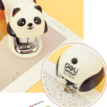 

Binding Binder Book Sewer for School Student Small Panda Stapler Cartoon Office School Paper Clip
