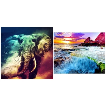 

Full Square Drill 5D Diy Diamond Painting Elephant & 5D Diamond Painting Landscape Cross Stitch 5D Diy Diamond Scenery
