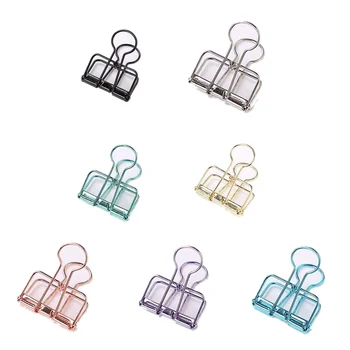 

20 Pcs/Set Ran Color Hollowed Out Design Binder Clip For Office School Paper Organizer Stationery Supply Decorative Metal Cli