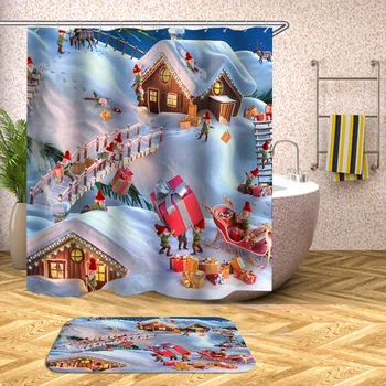 

christmas house shower curtain deer snow gift bathroom curtain drop shipping curtain shower waterproof