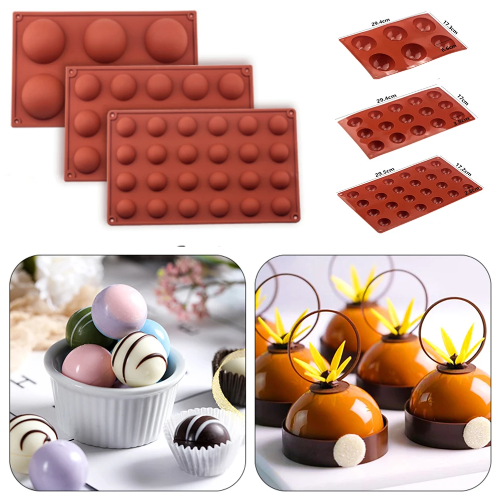 24 Holes Silicone Mold Semi-Sphere Round Chocolate Baking Cake Mould