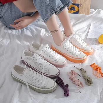 

Canvas shoes female students retro versatile flat white shoes women's shoes sneakers womens shoes