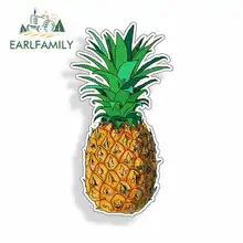 EARLFAMILY 13cm x 12.2cm Anime Pineapple Funny Car Stickers Vinyl JDM Bumper Trunk Truck Graphics Helmet Car Accessories Decal