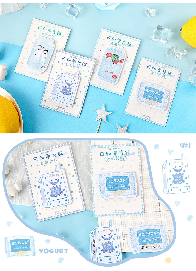 Mo Sticky Notes и ling shi pu серии синий цвет ферментированный напиток сообщение Tearable Примечания съемные самоклеющиеся Примечания 4