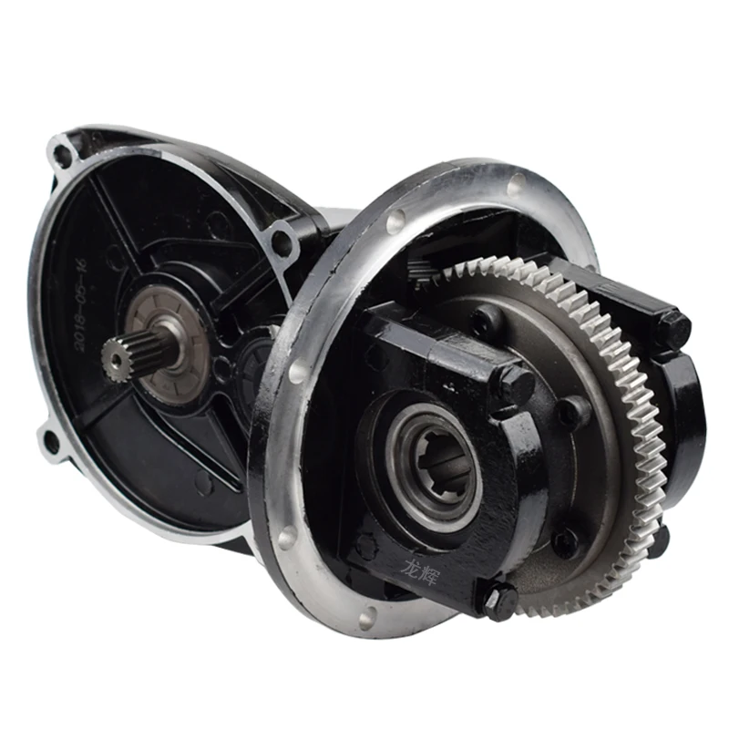 Electric tricycle, four-wheeled vehicle rear axle differential gear pack assembly, integrated high and low gear assembly