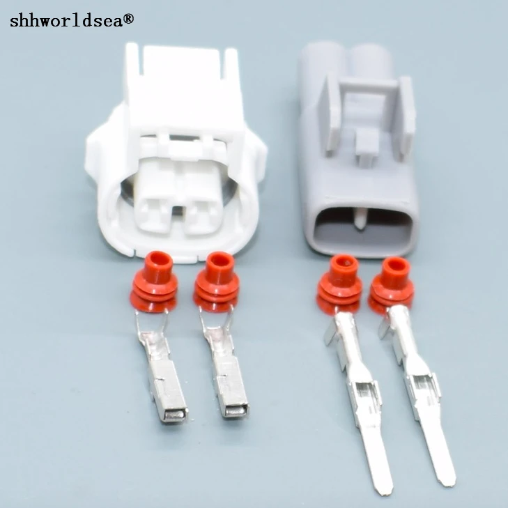 

shhworldsea 2 Pin 2.2mm Way Sealed Automotive Wiring Harness Connector Plug 2 Hole With Terminal PP1516601 1516504