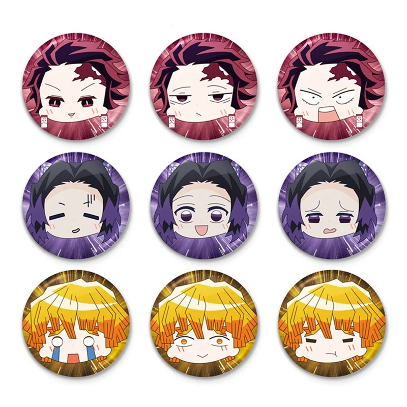 Anime Demon Slayer Kimetsu no Yaiba Badge Cosplay Badges Brooch Collection Breastpin for Backpacks Clothes Decor