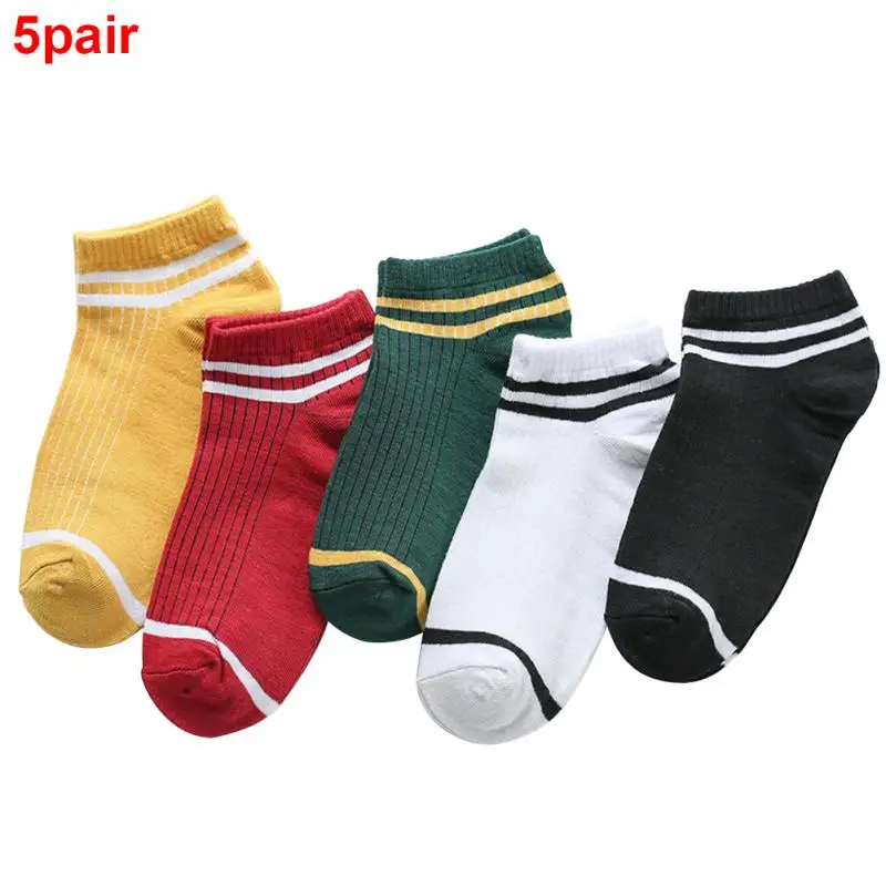 

5Pairs Women Socks Fashion Low Cut Cotton Blend Ladies Socks Sweat Absorption Breathable Soft Ankle Sock