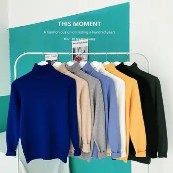 

Hot Fashion Men's Knitted Warm Turtleneck Sweater Solid Roll Pullover Knitted Jumper Winter Male Fashion Casual Tops
