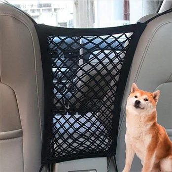 

Car Front Seat Storage Mesh Pocket Polyester Debris Paper Towel Hook Storage Bag Universal Double-Layer Storage Bag