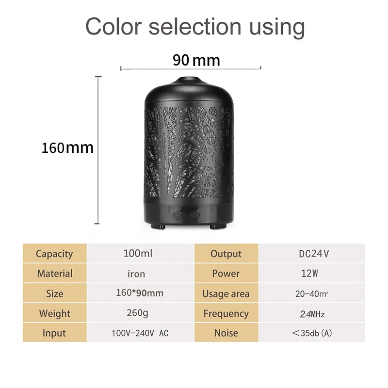 Metall Baum Ätherisches Öl Diffusor 100Ml Aroma Diffusor Ultraschall Aromatherapie luftbefeuchter Kühlen Nebel hersteller für Home Office Eu Plu