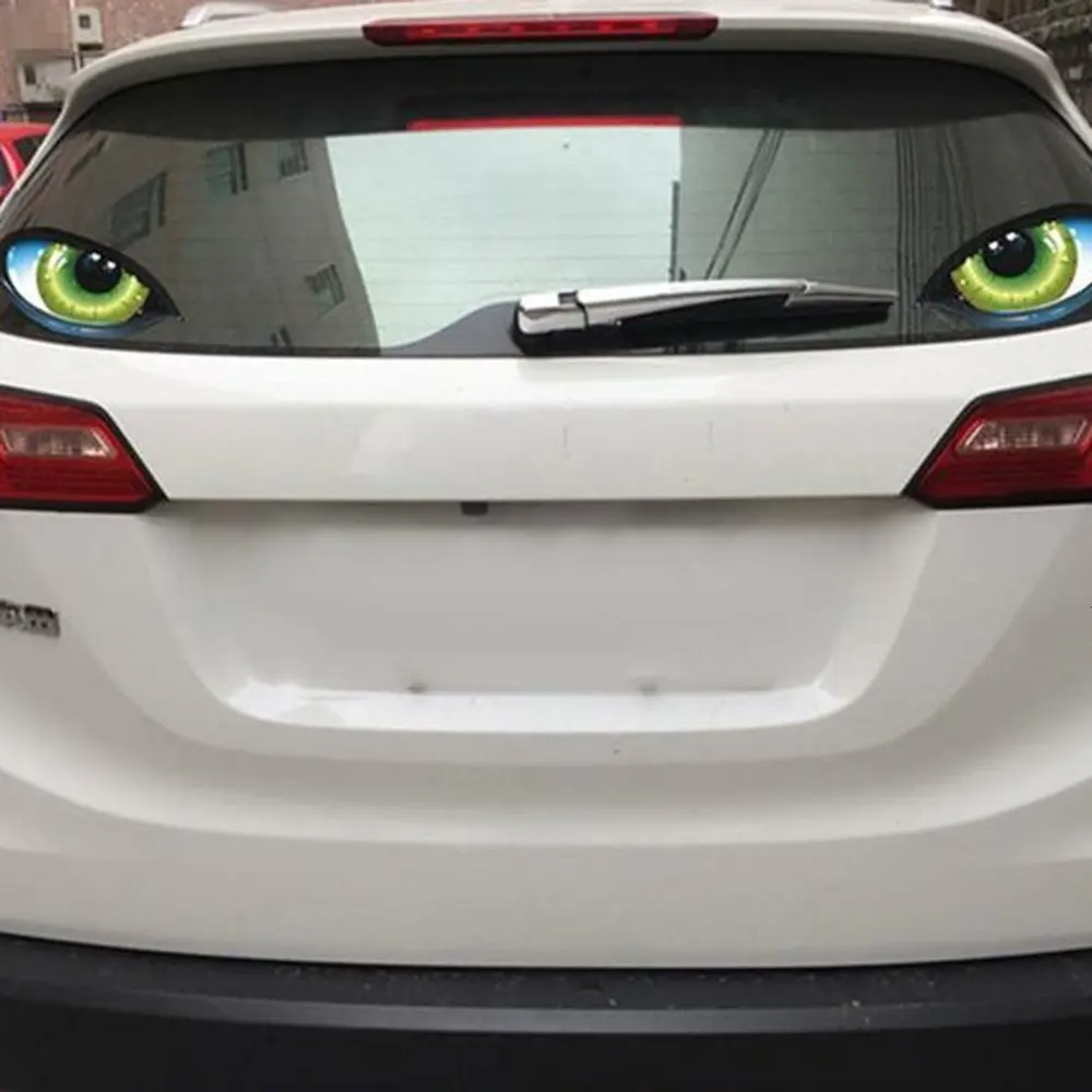 3D Funny Design  Stereo Reflective Green Cat Eyes Pattern Car Sticker Truck Head Engine Rearview  Window Door or Mirror Decal