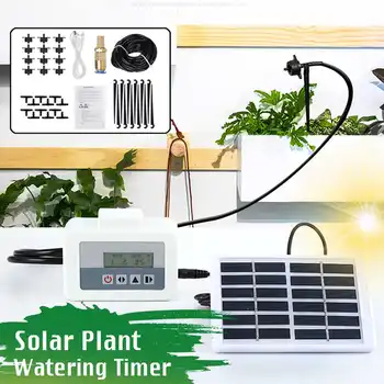 

Solar LCD Controller Automatic Watering Timer Irrigation System Greenhouse Plant Kit for Flowers Plants Bonsai Intelligent Care