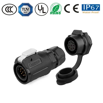 

Waterproof connector M16 9 pin pastic plug socket power cable connector IP67 led/solar/lamp/car/automotive/TV connector