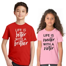 Семейная футболка с принтом «Life Is Better»/«swetter with A Brother»/«Sibling» для детей забавная футболка для маленьких мальчиков и девочек