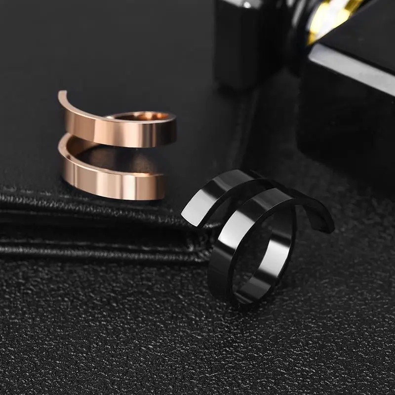 2021 Hiphop Rock DoubleLayer Ring for Men Women Black Rose Gold Stainless Steel Rings Male Female Jewelry Wedding Couple Gift - Image 4