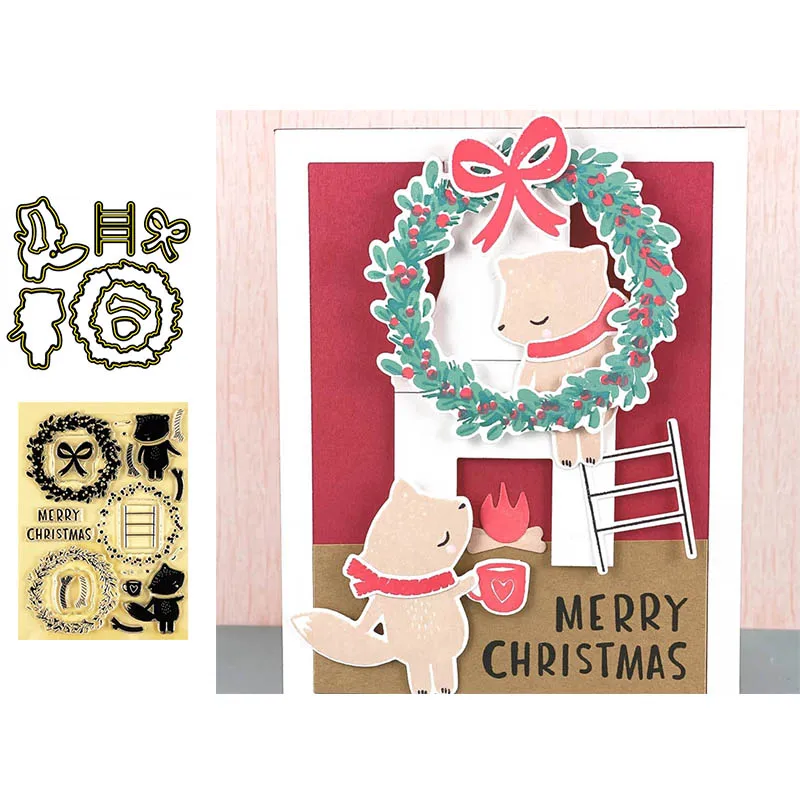 

Merry Wreath Bow Knot 2019 New Metal Stencil Cutting Dies Stamps Set for DIY Scrapbooking Paper Cards Making Crafts Supplies