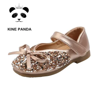 

KINE PANDA Girls Shoes Kids Dress Leather Shoes Princess Toddler Baby Girl Shoes 1 2 4 6 8 10 Years Old Gold Black Party Bowknot