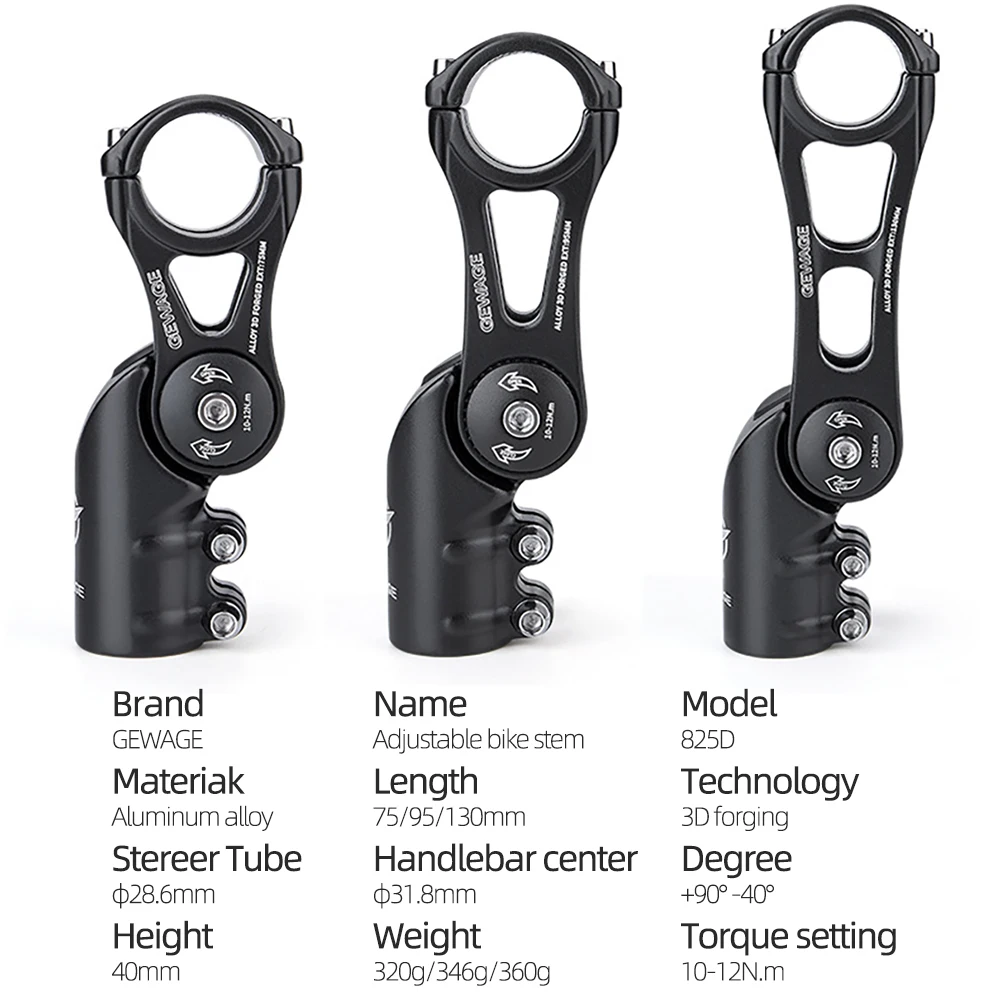 調整可能なステム 調整可能なマウンテンバイクステム,アルミニウム合金,90/110/130