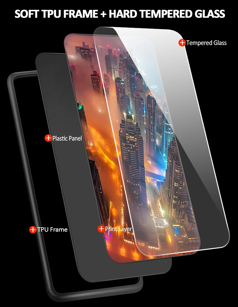 Капа для Huawei Honor 6X 7A 7C 7X 8A 8X9 облегченное закаленное стекло крышка Y6 Y9 Y7 премьер-профессионал Magic2 Модный яркий чехол для телефона