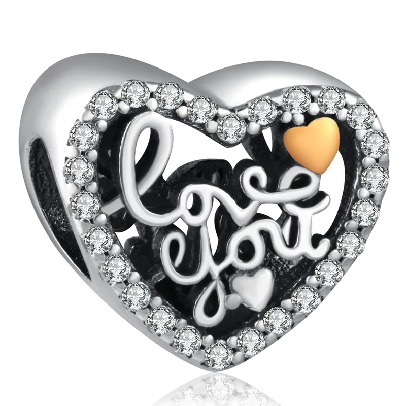 Diy 925 серебряный буквенный Бисер для изготовления ювелирных изделий Fit Pandora Шарм браслет металлический W333-12 с большим отверстием - Цвет: 357