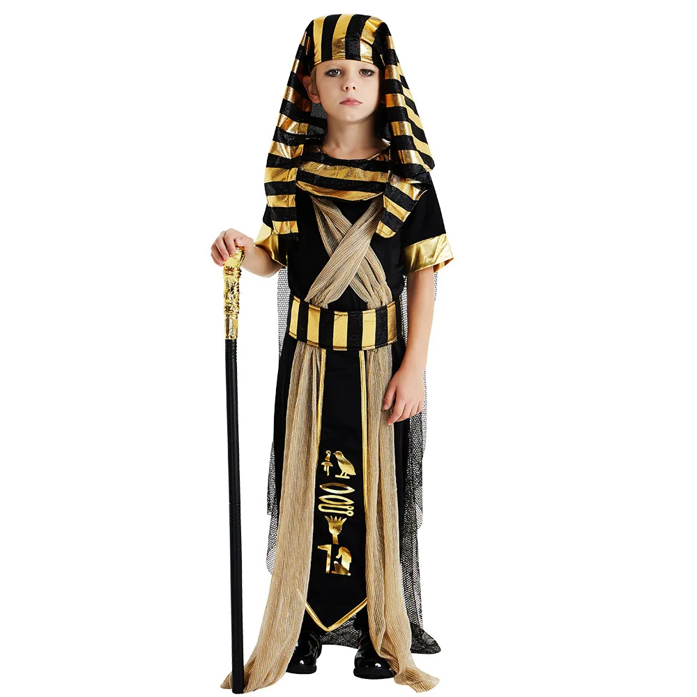 Kids Halloween Cosplay Costumes Ancient Egypt Egyptian Pharaoh Cleopatra Dress Cosplay Prince Princess Fancy Carnival Party - Image 4
