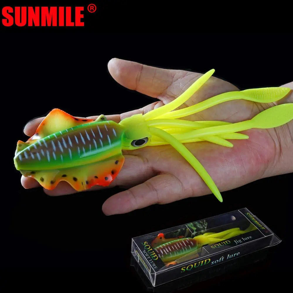  SUNMILE Fishing Soft Lure 48g 20cm Luminous/UV Squid Jig Fishing Lures Octopus Lure Swim Wobbler Fo