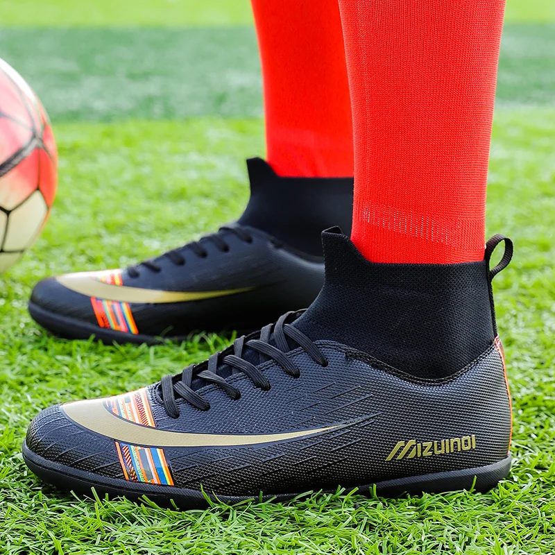 Крытые кроссовки для бега, футбола футбольные бутсы мужские высокие ботильоны для мальчиков футбольные спортивные кроссовки оригинальные сверхтонкие футбольные ботинки