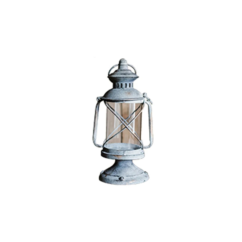 Vintage Handmade Antique Metal Glass Candlestick Lantern Interior Decoration Lampshade