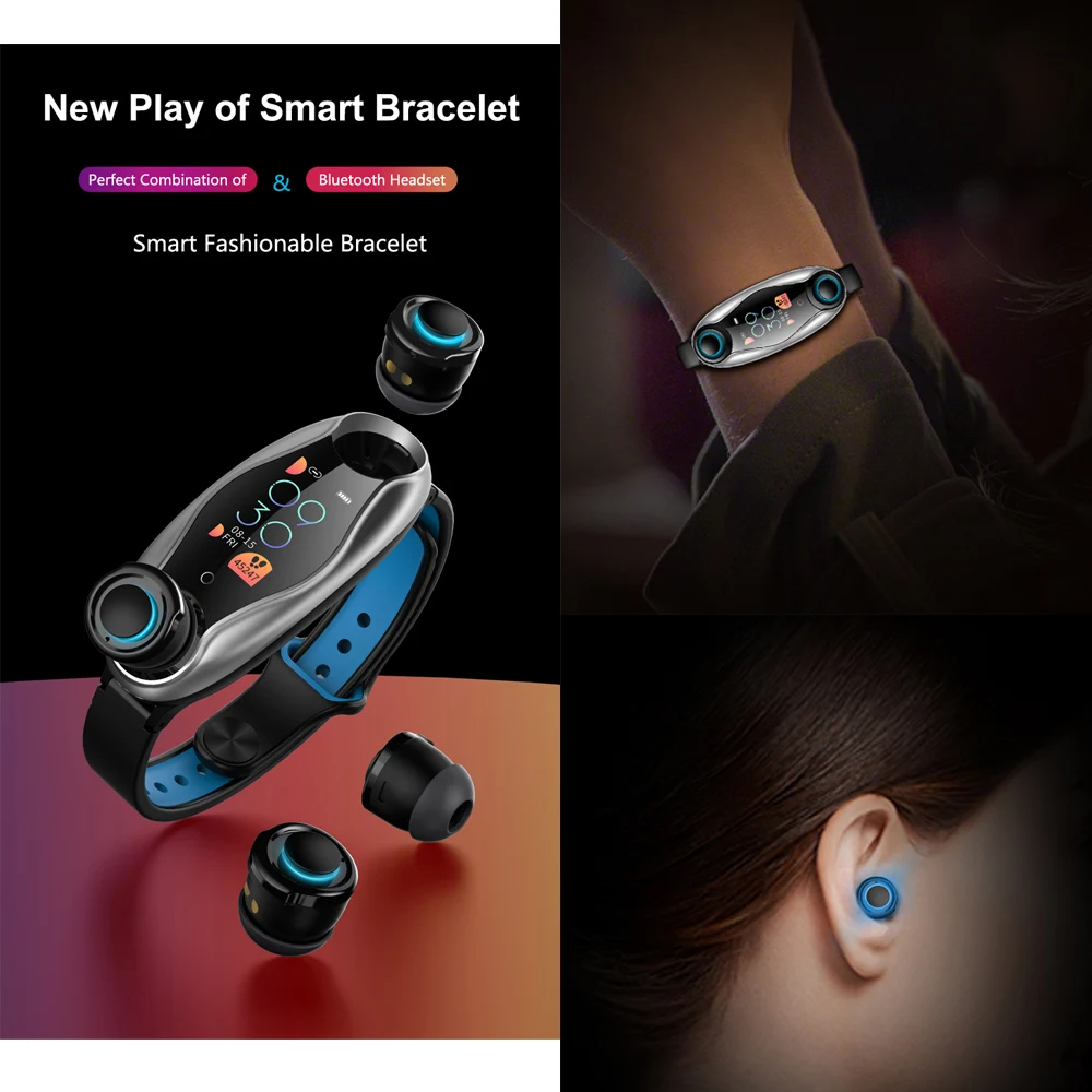 US $34.70 2021 relgio New Smart Watch Wireless Bluetooth Earphone 2 In 1 Bluetooth 50 Chip IP67 Waterproof Sport Smartwatch Men Women