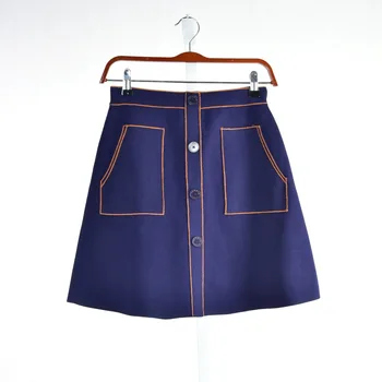 

2019 Spring and Summer Bright Line Pocket Decorative Casual Knit Skirt