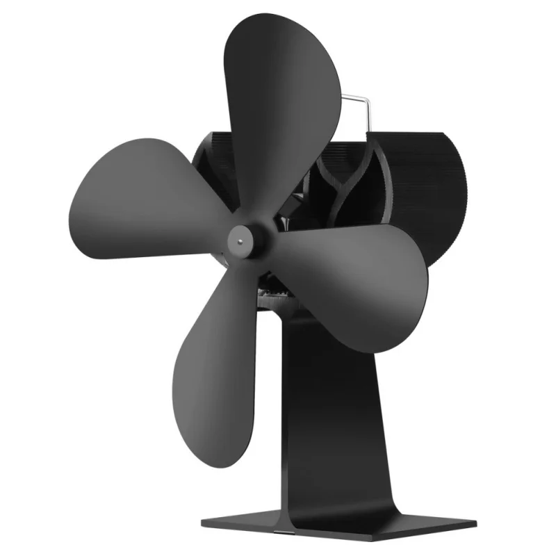 4 лопасти бесшумная работа экологичный вентилятор для плиты циркуляционный теплый воздух экономия топлива Efficien тепловое питание вентилятор для камина с ручкой - Цвет: Черный