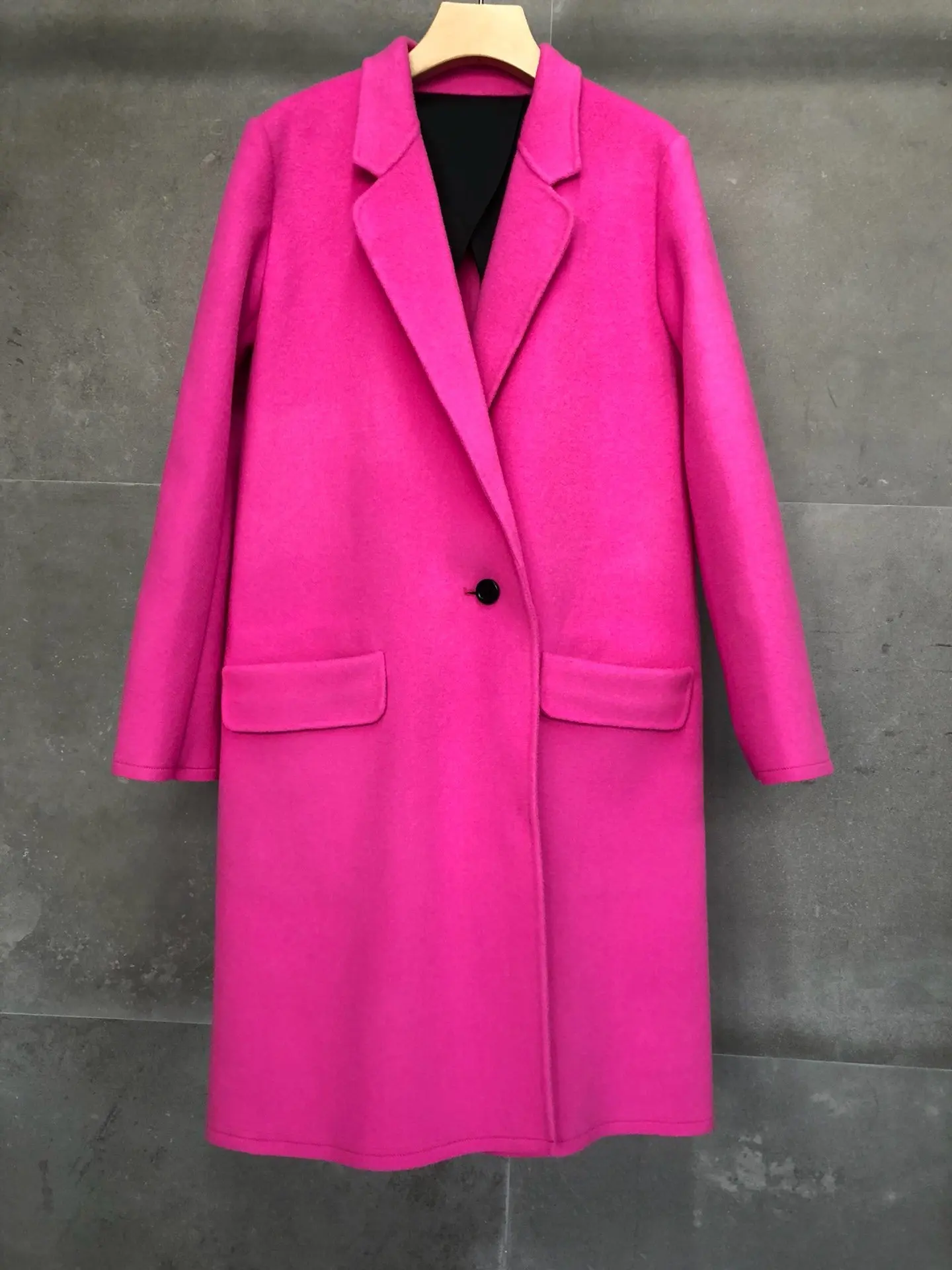 Новая женская Высококачественная модная кашемировая куртка с длинными рукавами, однотонный лацкан 0926