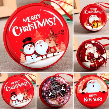 

Christmas Santa Claus Snowman Kid Round Wallet Zipper Coin Purse Card Bag Samll Change Purse Wallet Pouch Bag Kids Gift кошелек