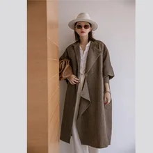 Шерстяное женское пальто с рукавом летучая мышь, необычное осеннее и зимнее Новое Женское шерстяное пальто, модная повседневная женская одежда