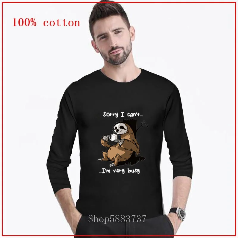 Смешной Ботан ленивый Ленивец Crazy Animal City Coffee Sleep White Letters Футболка мужская ленивая