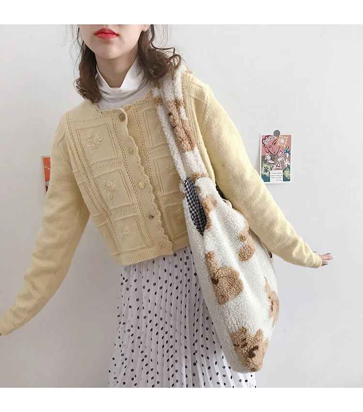 Japanese Style Bear Cute School Bags Girls Large Capacity Single Shoulder Shopping Bag Vest Bags