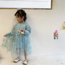 12, 18, Ранняя весна, кружевное платье для девочек г. Новое поступление, платье с длинными рукавами для девочек платья для маленьких детей ростом от 80 до 130 см
