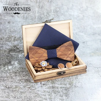 

Wholesale Handmade Wooden Bow Tie Wedding Handkerchief Cufflinks Set Custom Bow Tie Wood Pocket Square