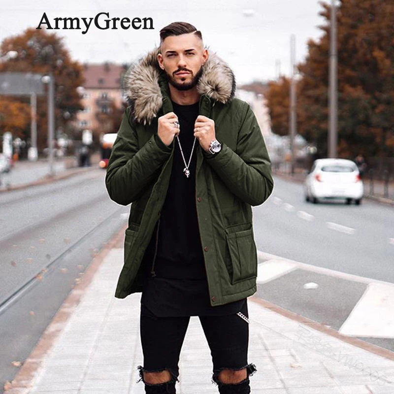 Мужская зимняя куртка, повседневная мужская одежда размера плюс, мужские пальто, хлопковая куртка с карманом, коричневый, черный, серый, ArmyGreen, Мужское пальто