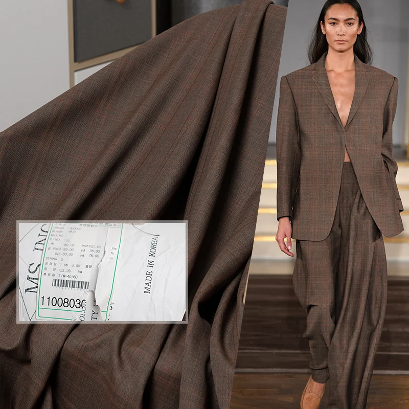

Korea Brown Plaid Yarn Dyed Worsted Wool Fabrics Wool Polyester Garment Materials Suits Jacket Sewing Cloth Tailor Freeshipping