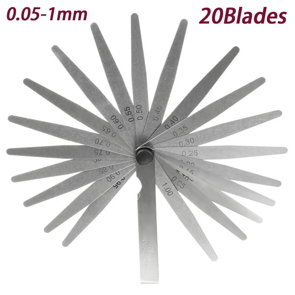 

1 Set 20 Blades Range Finder Feeler Gauge Valve Teaching Feeler Gauge 0.02-1.00MM Gap Size carbon steel Sheet Brand New