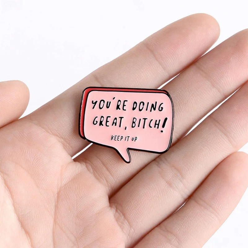 You Are Doing Great Enamel Pin Inspirational Text Box Quote Slogan Rectangle Pink Jewelry Badge Brooches Pins For Friends
