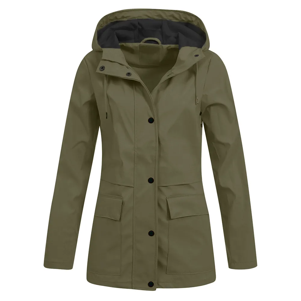 

Women Jackets Solid Color Long Hooded Mountaineering Jackets Coat Tops TH36